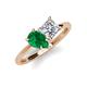 4 - Zoya Pear Shape Emerald & Princess Shape Forever Brilliant Moissanite 2 Stone Duo Ring 