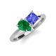 4 - Zoya Pear Shape Emerald & Princess Shape Tanzanite 2 Stone Duo Ring 