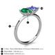 5 - Zoya Pear Shape Emerald & Princess Shape Tanzanite 2 Stone Duo Ring 