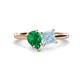 1 - Zoya Pear Shape Emerald & Princess Shape Aquamarine 2 Stone Duo Ring 