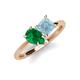 4 - Zoya Pear Shape Emerald & Princess Shape Aquamarine 2 Stone Duo Ring 