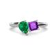 1 - Zoya Pear Shape Emerald & Princess Shape Amethyst 2 Stone Duo Ring 