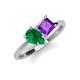 4 - Zoya Pear Shape Emerald & Princess Shape Amethyst 2 Stone Duo Ring 