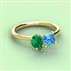 3 - Zoya Pear Shape Emerald & Princess Shape Blue Topaz 2 Stone Duo Ring 