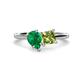 1 - Zoya Pear Shape Emerald & Princess Shape Peridot 2 Stone Duo Ring 