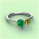 3 - Zoya Pear Shape Emerald & Princess Shape Peridot 2 Stone Duo Ring 