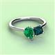 3 - Zoya Pear Shape Emerald & Princess Shape London Blue Topaz 2 Stone Duo Ring 