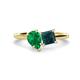 1 - Zoya Pear Shape Emerald & Princess Shape London Blue Topaz 2 Stone Duo Ring 