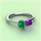 3 - Zoya Pear Shape Emerald & Princess Shape Amethyst 2 Stone Duo Ring 