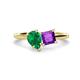 1 - Zoya Pear Shape Emerald & Princess Shape Amethyst 2 Stone Duo Ring 