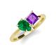 4 - Zoya Pear Shape Emerald & Princess Shape Amethyst 2 Stone Duo Ring 