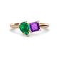 1 - Zoya Pear Shape Emerald & Princess Shape Amethyst 2 Stone Duo Ring 