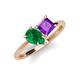4 - Zoya Pear Shape Emerald & Princess Shape Amethyst 2 Stone Duo Ring 