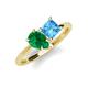 4 - Zoya Pear Shape Emerald & Princess Shape Blue Topaz 2 Stone Duo Ring 