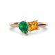 1 - Zoya Pear Shape Emerald & Princess Shape Citrine 2 Stone Duo Ring 