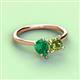 3 - Zoya Pear Shape Emerald & Princess Shape Peridot 2 Stone Duo Ring 