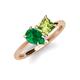 4 - Zoya Pear Shape Emerald & Princess Shape Peridot 2 Stone Duo Ring 