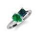 4 - Zoya Pear Shape Emerald & Princess Shape London Blue Topaz 2 Stone Duo Ring 