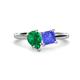 1 - Zoya Pear Shape Emerald & Princess Shape Tanzanite 2 Stone Duo Ring 