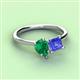 3 - Zoya Pear Shape Emerald & Princess Shape Tanzanite 2 Stone Duo Ring 