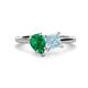 1 - Zoya Pear Shape Emerald & Princess Shape Aquamarine 2 Stone Duo Ring 