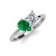 4 - Zoya Pear Shape Emerald & Princess Shape GIA Certified Diamond 2 Stone Duo Ring 
