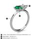 5 - Zoya Pear Shape Emerald & Princess Shape GIA Certified Diamond 2 Stone Duo Ring 