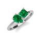 4 - Zoya Pear Shape Emerald & Princess Shape Lab Created Emerald 2 Stone Duo Ring 