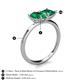 5 - Zoya Pear Shape Emerald & Princess Shape Lab Created Emerald 2 Stone Duo Ring 