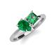 4 - Zoya Pear Shape Emerald & Princess Shape Lab Created Alexandrite 2 Stone Duo Ring 