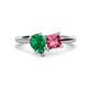 1 - Zoya Pear Shape Emerald & Princess Shape Pink Tourmaline 2 Stone Duo Ring 