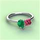 3 - Zoya Pear Shape Emerald & Princess Shape Pink Tourmaline 2 Stone Duo Ring 
