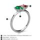 5 - Zoya Pear Shape Emerald & Princess Shape Pink Tourmaline 2 Stone Duo Ring 