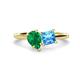 1 - Zoya Pear Shape Emerald & Princess Shape Blue Topaz 2 Stone Duo Ring 