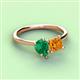 3 - Zoya Pear Shape Emerald & Princess Shape Citrine 2 Stone Duo Ring 