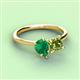 3 - Zoya Pear Shape Emerald & Princess Shape Peridot 2 Stone Duo Ring 