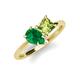 4 - Zoya Pear Shape Emerald & Princess Shape Peridot 2 Stone Duo Ring 