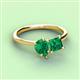 3 - Zoya Pear Shape Emerald & Princess Shape Lab Created Emerald 2 Stone Duo Ring 