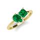 4 - Zoya Pear Shape Emerald & Princess Shape Lab Created Emerald 2 Stone Duo Ring 