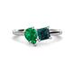 1 - Zoya Pear Shape Emerald & Princess Shape London Blue Topaz 2 Stone Duo Ring 
