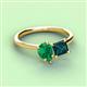 3 - Zoya Pear Shape Emerald & Princess Shape London Blue Topaz 2 Stone Duo Ring 