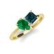 4 - Zoya Pear Shape Emerald & Princess Shape London Blue Topaz 2 Stone Duo Ring 