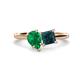 1 - Zoya Pear Shape Emerald & Princess Shape London Blue Topaz 2 Stone Duo Ring 