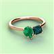 3 - Zoya Pear Shape Emerald & Princess Shape London Blue Topaz 2 Stone Duo Ring 