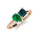 4 - Zoya Pear Shape Emerald & Princess Shape London Blue Topaz 2 Stone Duo Ring 