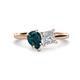 1 - Zoya Pear Shape London Blue Topaz & Princess Shape Certified Diamond 2 Stone Duo Ring 