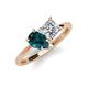 4 - Zoya Pear Shape London Blue Topaz & Princess Shape Certified Diamond 2 Stone Duo Ring 