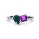 1 - Zoya Pear Shape London Blue Topaz & Princess Shape Amethyst 2 Stone Duo Ring 