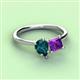 3 - Zoya Pear Shape London Blue Topaz & Princess Shape Amethyst 2 Stone Duo Ring 