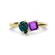 1 - Zoya Pear Shape London Blue Topaz & Princess Shape Amethyst 2 Stone Duo Ring 
